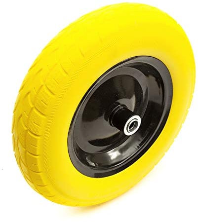 Heavy Duty PU 14'' 3.50-8 Metal Wheelbarrow Wheel & Tyre Punctureproof Wheel Builders Barrow Cart