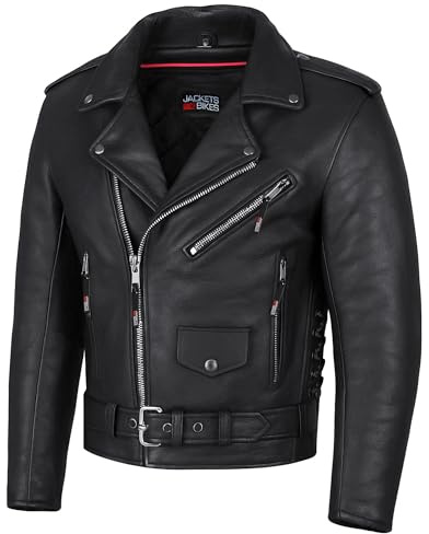 Herren ICONIC Motorradjacke aus hochwertigem Büffelleder, mit seitlicher Schnürung, verdeckten Innentaschen und Street-Cruiser-Stil
