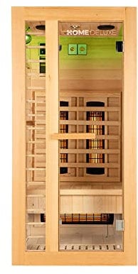 HOME DELUXE - cabina de infrarrojos REDSUN S Deluxe - 90 x 90 x 190 cm - para 1 persona, 4 radiadores de espectro completo, madera: cicuta I sauna de infrarrojos, sauna, cabina de calor, infrarrojos