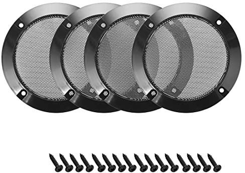 sourcing map 4 Piezas 3 Altavoz Rejilla Malla Decorativa Círculo Woofer Guardia Protector Cubierta Audio Accesorios Negro