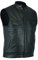 Herren Anarchy Club-Stil Premium Rindsleder Motorrad Leder Weste Schwarz - S