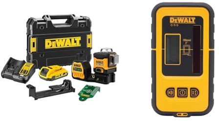 Dewalt Linienlaser (selbstnivellierender 3x360°,10,8V, 2Ah & Empfänger für Linienlaser DE0892G