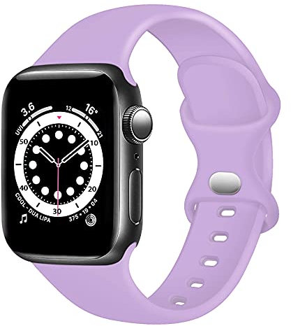 TopPerfekt - Cinturino in silicone compatibile con Apple Watch Strap 42 mm 44 mm, cinturino di ricambio in silicone per iWatch Series 6 5 4 3 2 1 SE (Lavanda, 38/40mm-S/M)