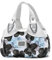 NICOLE & DORIS Damen Schultertaschen Elegant Handtaschen Damen Taschen Frauen Umhängetasche Shopper Taschen PU Leder Weiche Tote Bag für Büro Einkauf Reise Blaue Blume
