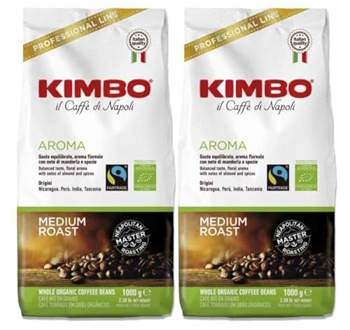 Kimbo Aroma Organic Fairtrade Coffee Beans 2x1kg