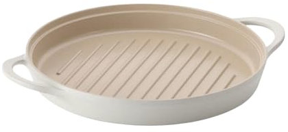 FIKA Kitchen Nonstick 10-Inch BBQ Grill Pan, Griddle with Handle, Healthy Cooking Frying Barbeque Skillet, Induction Compatible Cookware, Oven Safe, Made in Korea (10 Round)