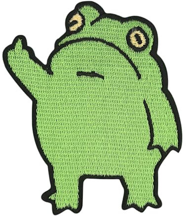 Urbanski Patch Lustiger Frosch zeigt Finger zum Aufbügeln 7 x 5,8 cm | Aufnäher Applikation Bügelbild