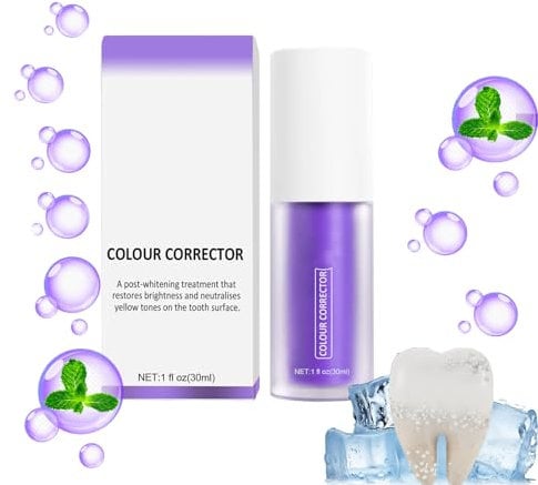 Zahnaufhellung, Whitening Zahnpasta, Purple Teeth Whitening Toothpaste, Zahnpasta Weisse Zähne, Zahncreme Weiße Zähne, Zahnaufhellung Zahnpasta Lila, Deep Stain Removal Kaffee, Rauchen, Gelbe Zähne