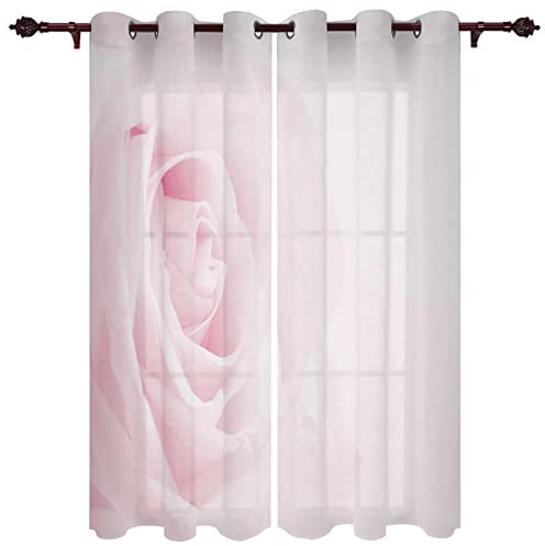 BIURKA 3D Printing Curtains Rose Petals Pink Polyester Material Fabric For Bedroom Decor Home Door Decoration Kitchen Living Room 180x210cm
