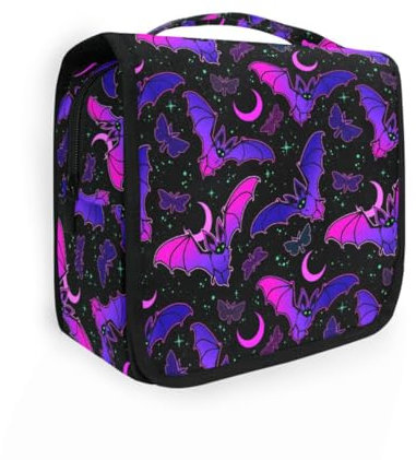 ALAZA Kulturbeutel zum Aufhängen, für Damen, Reisen, Fledermaus, Gothic, Organizer, tragbare Reisetasche, Kosmetiktasche, Totenköpfe 218, Einheitsgröße