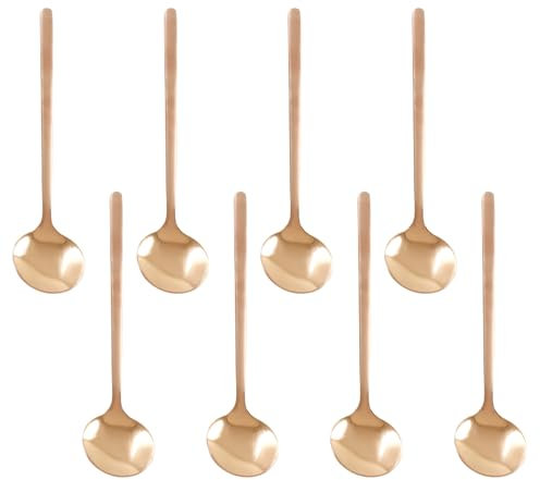 Litoexpe Demitasse Espresso Spoons, Rose Gold Stainless Steel Teaspoons, 8pcs Mini Spoons, 5.2 Inch Coffee Spoons for Sugar Tea Dessert Cake Soup Latte Chocolate