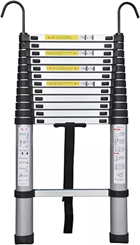 KEppd Telescoping Telescopic Ladder 8m/ 7m/ 6.2m/ 5m/ 4m/ 3.8m/ 2.6m, Aluminum Extension Ladders with Hook for Roofing Business, Household Use, RV Outdoor Work (Size : 3.1m/10ft)