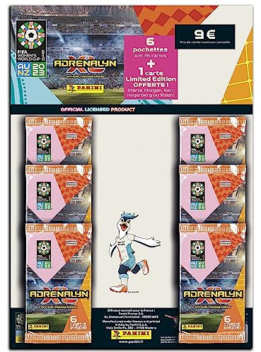 Panini Coupe du Monde Féminine de la FIFA 2023TM Trading Cards Game Adrenalyn Pack 6 Pochettes + 1 Carte Edition Limitée