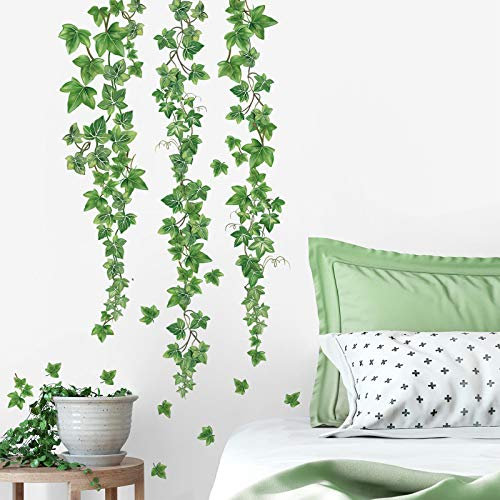 ZWEBY Wall Decorations,Hanging Vine Wall Decals Evergreen Ivy Leaves Wall Stickers Bedroom Living Room Sofa TV Background Wall Art Decor