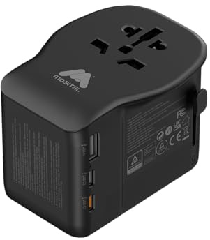 Mobitel Universal Travel Adapter Worldwide 65W USB C PD All in One International Travel Plug Adapter for UK EU USA Australia Fast Charging Travel Charger with USB C & USB A for MacBook Laptop Samsung