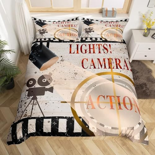 Sxakswol Bettwäsche 135x200 Filmthema Bettwäsche-Sets Retro 3D Bettbezug Weiche 110gsm Mikrofaser 3 Teilig Bettbezüge mit Reißverschluss und 2 Kissenbezug 80x80cm B6224