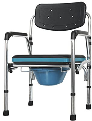 Klappbarer Toiletten-Nachtstuhl, höhen- und breitenverstellbarer Duschstuhl mit Armlehnen und Rückenlehne, Toilettenstuhl mit gepolstertem Sitz, mobile Toilette für Erwachsene, ältere Menschen mi