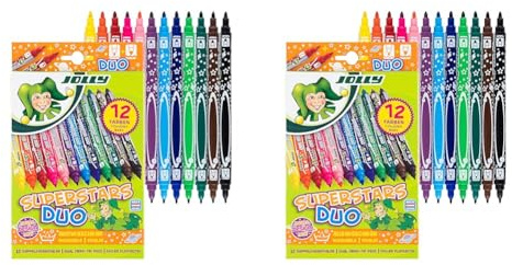 JOLLY Fasermaler Superstar Duo sort, 12er-Kartonetui (Packung mit 2)