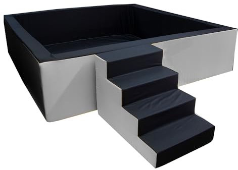 GoldenGroup Piscine à balles pour bébé - Taille XXL - Grande piscine à balles - En mousse - Sans balles - 250 x 250 cm - Noir/graphite