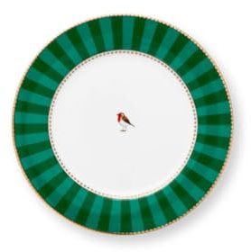 Pip Studio Love Birds Frühstücksteller Stripes grün 21cm