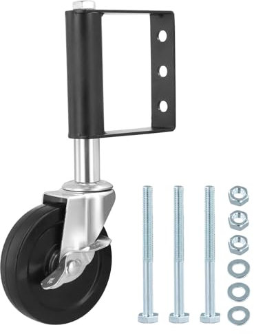 Federbelastete Torrollen 102mm, Gefederte Laufrolle mit Bremse, Federbelastete Lenkrolle Zauntorrad, Torräder für Holztor Gartentor, 100 KG Tragfähigkeit, Schwarz