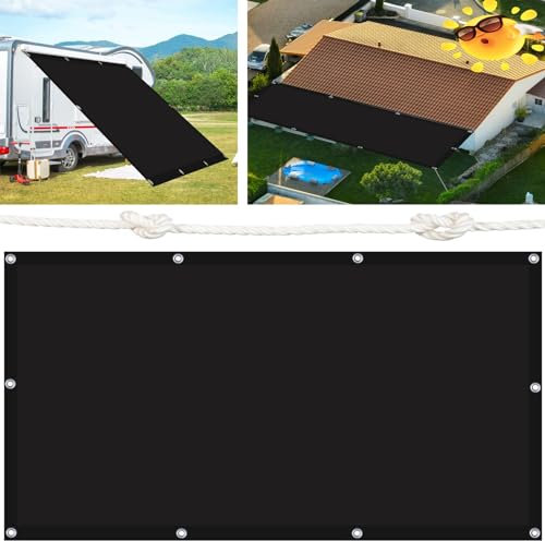 Quadratisch Sonnenschutz Markise 65 x 240 cm Sichtschutz Schattennetz 98% UV Schutz Alle 50cm Eine Edelstahlöse für Außenbereiche wie Garten und Balkone, Schwarz