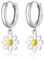 SLUYNZ 925 Sterling Silber Gänseblümchen Blume Creolen Ohrringe für Damen Mädchen Kleine Gänseblümchen Creolen Ohrringe Huggie Tropfen (A-Silver)