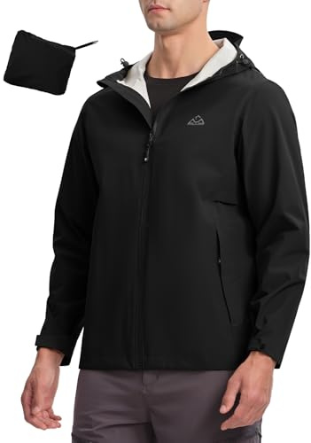 YSENTO Veste de pluie imperméable pour homme - Veste de randonnée respirante - Veste de mi-saison - Veste fonctionnelle - Coupe-vent pliable