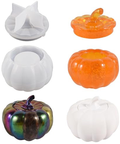 Halloween Kürbis Silikonform Aufbewahrungsbox Mit Deckel, 3D Thanksgiving Silikon Gießform Kürbis, DIY Silikon Gießform Herbst Kürbis Epoxidharz Formen Für Aufbewahrung Dekor Geschenke