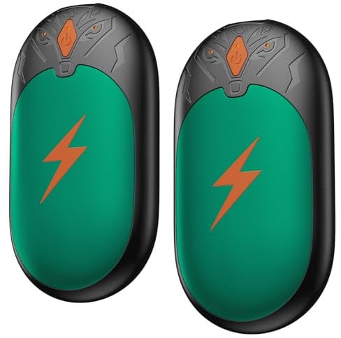 Hand Warmers Rechargeable 2 Pack, Ultrathin Electric Handwarmers Portable Pocket Heater, Reusable Hand Warmer 2 in 1, 3 Levels Heat, Up to 24 hrs, Double-Sided Heating USB Warmers for Winter Gift- GRN