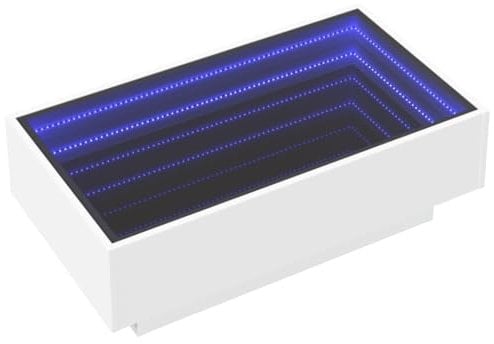vidaXL Table Basse avec LED Blanc 90x50x30 cm Bois d'ingénierie, Table d'appoint, Table de Salon, Table latérale, Bout de canapé, Table Centrale