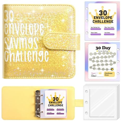 Gvblkq 30-Spar-Challenge-Ordner, 30-Tage-Challenge-Umschlagordner,Buch über Sparherausforderungen - Effizienter Sparordner, intelligenter Budgetordner, einfache Finanzplanung, Nachverfolgen und