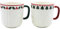 Becherset, Kaffeebecher, Glühweinbecher, Trinkbecher mit 3D Strickmotiv in weiß und kleinen Tannenbäumen im 2er Set aus Porzellan, Größe: L/B/H ca. 12 x 9 x 9 cm, Fassungsvermögen 345ml pro Tasse.