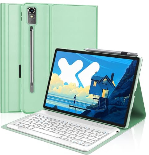 IVEOPPE Teclado para Lenovo Idea Tab Pro 12.7 2025 - Funda Teclado Español Bluetooth Magnético Desmontable para Lenovo Idea Tab Pro 12.7 Pulgadas 2025, Verde Hierba