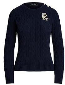 Lauren Ralph Lauren Montiva Jersey De Cuello Redondo De Trenzas 200932223, azul oscuro, M