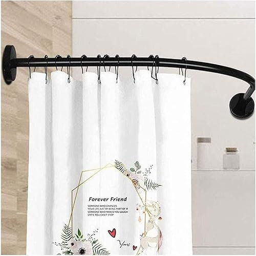 Tringle Rideau De Douche En Forme De L, Barre Rideau Douche D'Angle Sans PerçAge, Sans Support De Plafond, Pour Coin De Douche, Salle De Bain, 70 X 70cm, Noir(Size:70 * 70CM,Color:Noir)