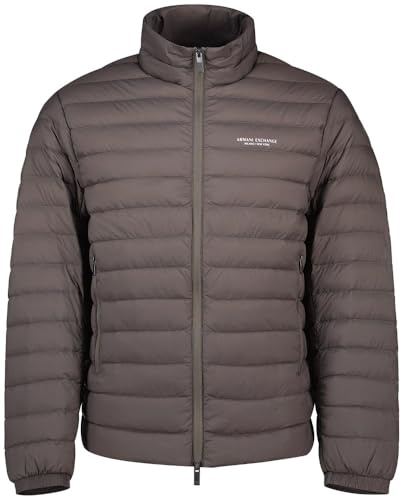 Armani Exchange Men's Essential, Light Padding Milano-New York Side Logo Jacket, Dark Gull Grey, M, Dark Gull Gray, M