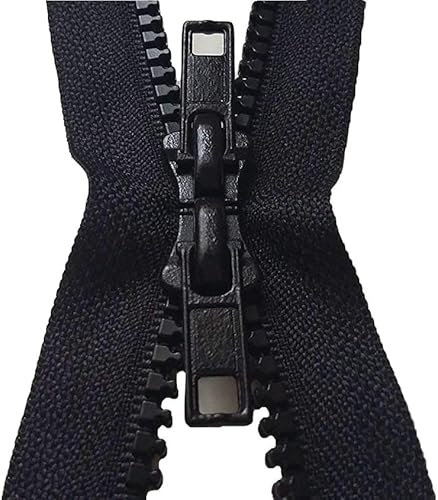 AMANTE NSF Cerniera DOPPIO CURSORE Lampo Zip divisibile DOPPIA APERTURA catena 6 in Plastica (Nero, 60 cm)