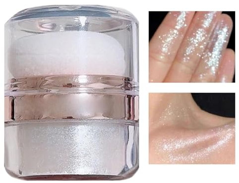 Shimmering Highlighter Patting Powder, Brightening Contouring High Gloss Glitter 2.36 in Makeup Blush Face and Body, strahlendes Finish, Long-Lasting Formula für Frauen Haut