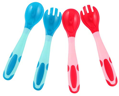 ibasenice 2Sätze Babybesteck mit Farbwechsel Ergonomisches Essgeschirr für Kleinkinder für Sicheres Füttern