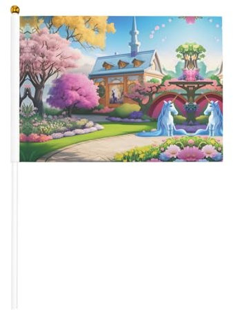 Einhorn-Märchenflagge, doppelseitig, 14 x 20,8 cm, Party, Sportveranstaltung, Jubelrequisiten