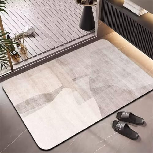 Badematte Rutschfeste Badteppich 140x200cm Waschbar Schnelltrocknende Badezimmerteppich Groß Teppich Badezimmer Badvorleger, Duschvorleger für Dusche, Badewannen, Küche, Toilette Deko Textural 5-283