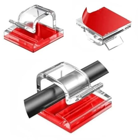 Cable Clips, 50Pcs Self-Adhesive Cable Holder Cable Clips Tidy Hooks Cord Outdoor Light Wire Clips for Cable Management Desk Clamps Cable Organizer Transparent Design for Indoor Outdoor Christmas