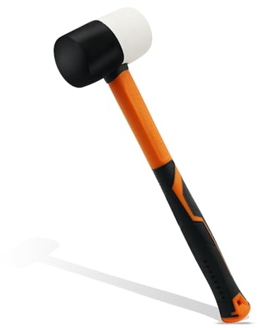 TOOLUTION Small Rubber Mallet Hammer Flooring Mallets 8oz | Soft Face Plastic Mallet for Paver Laminate Floor Woodworking - Non-marring Hammer with Fiberglass Handle- Black/White