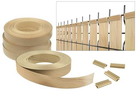 CASANOOV Lamellen-Set aus Weich-PVC BALDO L.400m x B 4,6cm - Beige RAL1001 - 800 Clips enthalten - Flexibler Sichtschutz für starren Zaun - Schnelle Installation und UV-Schutz
