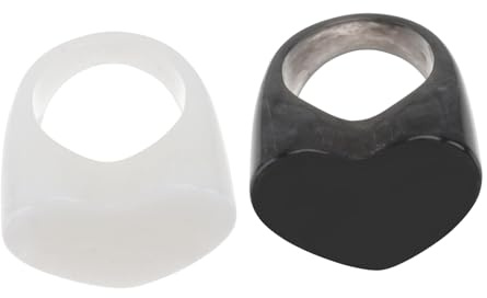 LIFKOME Schlichte Retro Fingerringe 2 Stück aus Acrylharz Schwarzer Weißer Dekorring für Damen Modischer Ringschmuck für Alltag Party