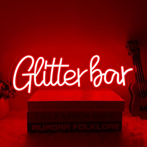 RuCvixkt Glitter Bar Neon Sign, LED Neon Signs for Home Bar Pub Cocktails Party Man Cave Wall Decor, USB Powered Sign Gifts for Birthday,Christmas, Husband