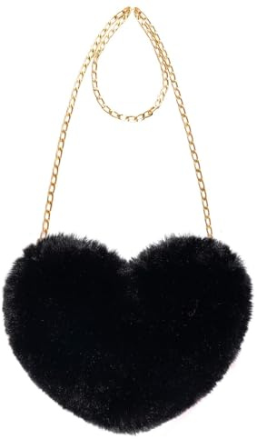LQTSLFM Herztasche, Herz Plüsch Tasche, Plüsch Tasche Damen, Herz Kunstfell Handtasche, Niedlich Flauschige Herzn Handtasche, Valentinstagsgeschenke für Ehefrau, Freundin und Tochter