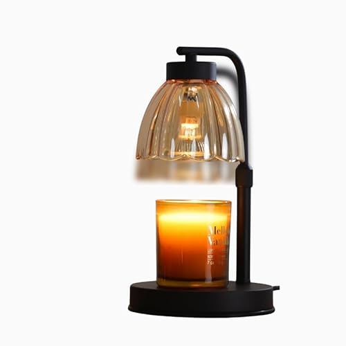 Kmok Candle Warmer Lamp, Dimmable with Timer | Height Adjustable, 4 Brightness Levels, 2/4/8H Timer, 2 Bulbs, Clear Glass Design