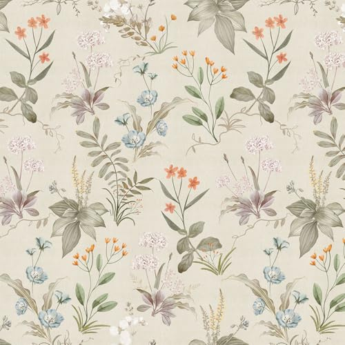 Simabsie Blumen-Tapete selbstklebend 44x300cm, Vintage Botanik | Abziehbar & wasserfest. Selbstklebend – einfach anzubringen, mietfreundlich. Für Schlafzimmer, Küche & Wohnzimmer